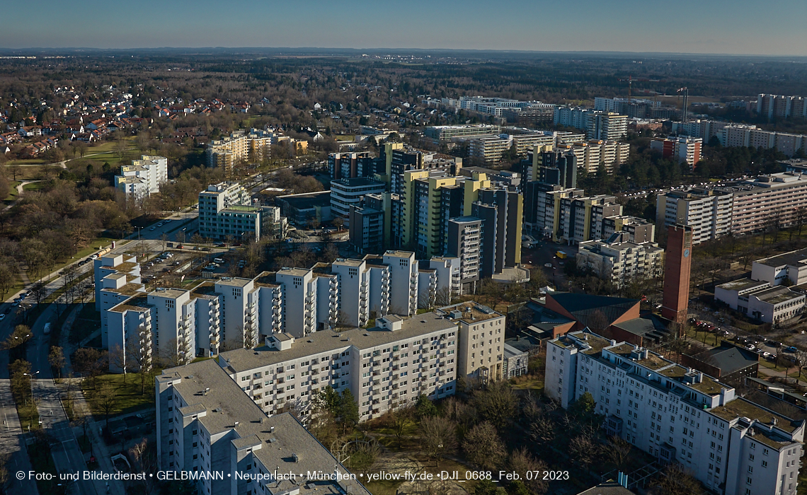 07.02.2023 - Luftbilder vom Marx-Zenrtum und Umgebung in Neuperlach